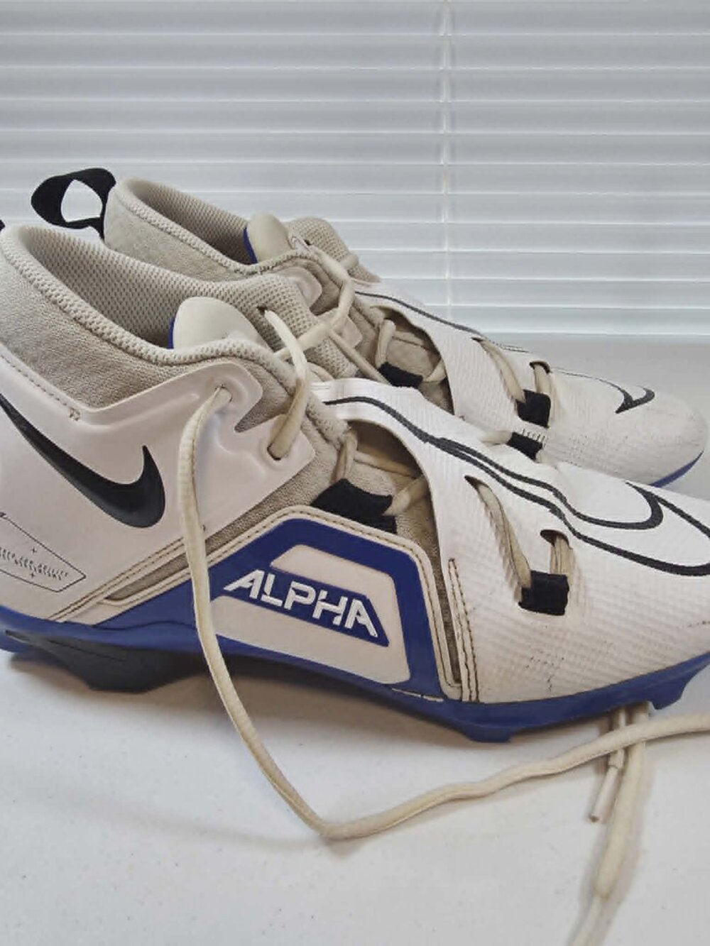 NIKE ALPHA MENACE PRO 3 FOOTBALL CLEATS WHITE BLUE CT6649-101 MENS SIZE 9.5